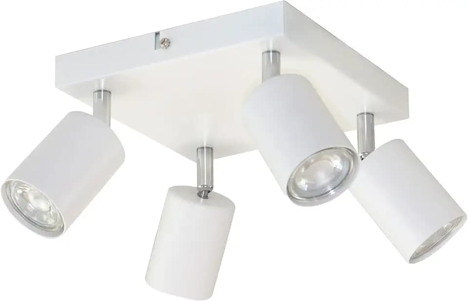Deckenleuchte weiß Deckenlampe küche Flurlampe Decke Pulverbeschichtet 4 x 50 Watt Lichtquelle: GU10 IP20 (Glühbirnen nicht enthalten) (weiß)