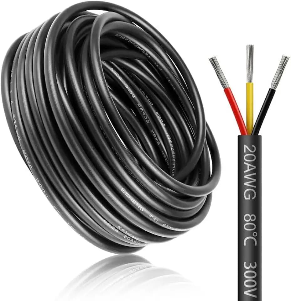30 Meter 20AWG 3x0,5mm² Elektrischer Draht, 3 Adrig Kabel Erdkabel 5V/12V/24V Stromkabel Verzinntes Kupferkabel，Flexibel und Weich Niedrige Impedanz Hohe Temperaturbeständigkeit Verlängerungskabel