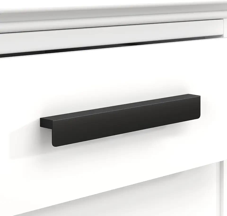 Peaha 10 Pack 10-1/16" Black Cabinet Handles Finger Edge Pulls for Cabinets
