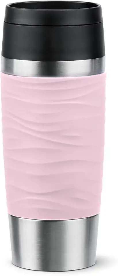 Emsa N20214 Travel Mug Wave Isolierbecher 0,36 Liter | neuer Komfort-Schraubverschluss | Edelstahl | 4h heiß und 8h kalt | 100% dicht | spülmaschinenfest | 360°-Trinköffnung | Pastellrosa