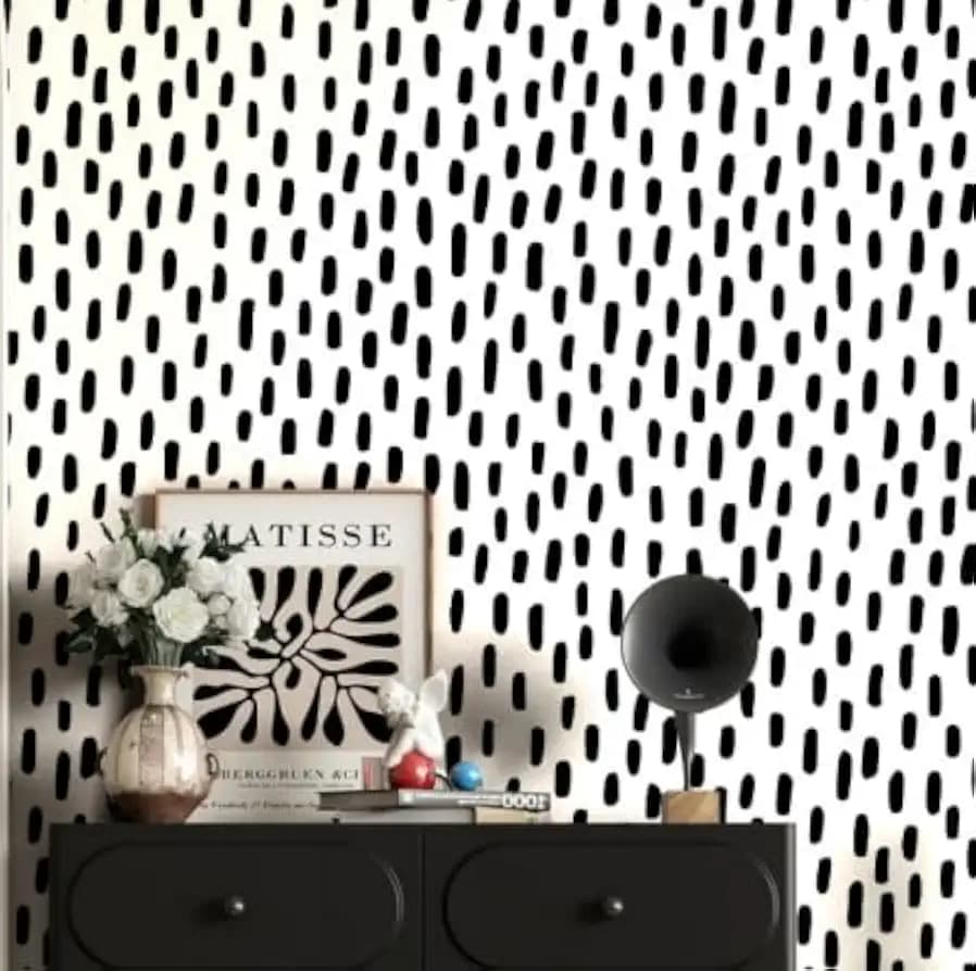 HAOKHOME Black White Wallpaper Peel and Stick for Bathroom 17.3in x 32.8ft