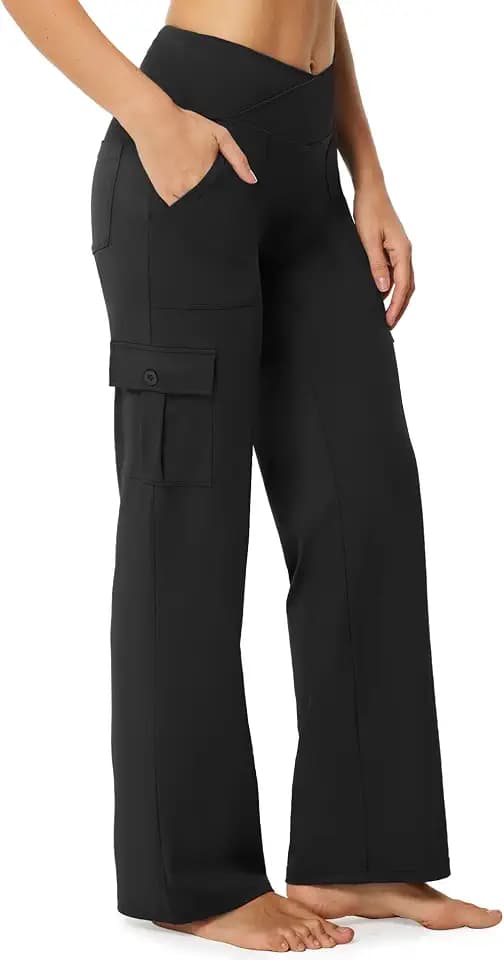 Casei Women's Yoga Pants with 6 Pockets Wide Leg Cargo Pants 28"/30"/32"
