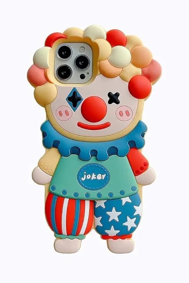 Case for iPhone 16 Plus Cute Kawaii 3D Cartoon Clown Soft Silicone Bumper Shockproof Cover Protective Case for Kids Girls