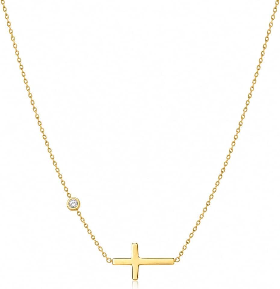 Wunderschöne Kreuz Kette gold Set als christliche Geschenke für Frauen | Elegante Damen Schmuck Set mit Kreuz als christliche Geschenkidee | Ideals auch als Christlicher Schmuck Frauen Geschenk