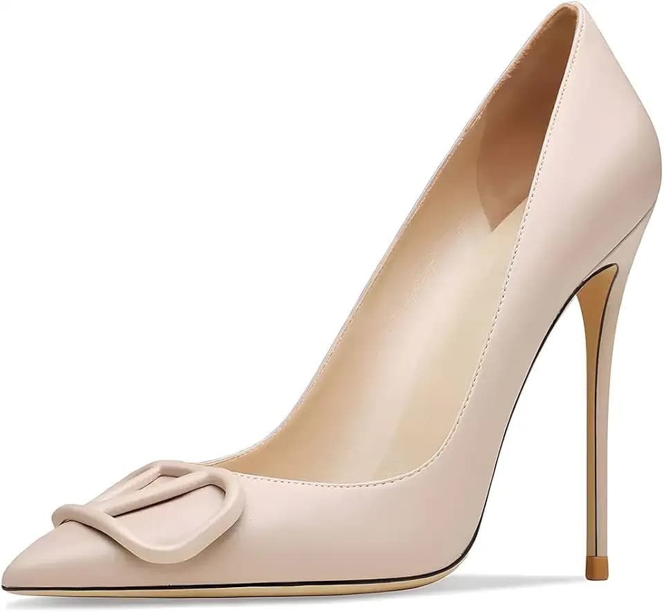 Women's Pointed Toe Shallow Mouth Sexy Square Buckle Rhinestones 10cm Stiletto Heels Slip-on Wedding Party Banquet Big Size Shoes