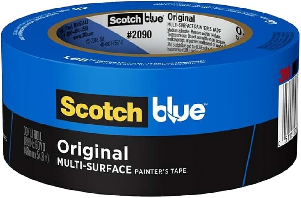ScotchBlue Original Multi-Surface Painters Tape, 2 Inch Wide (1.88 in. x 60 Yds), 1 Roll Blue Paint Tape Protects Surfaces & Removes Easily, Masking Tape for Indoor and Outdoor Use (2090-48NC)