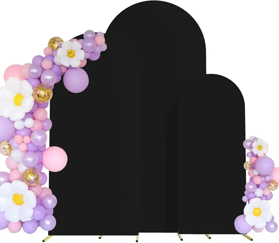 4FT,5FT,6FT Spandex Arch Backdrop Stand Covers Set of 3,Black