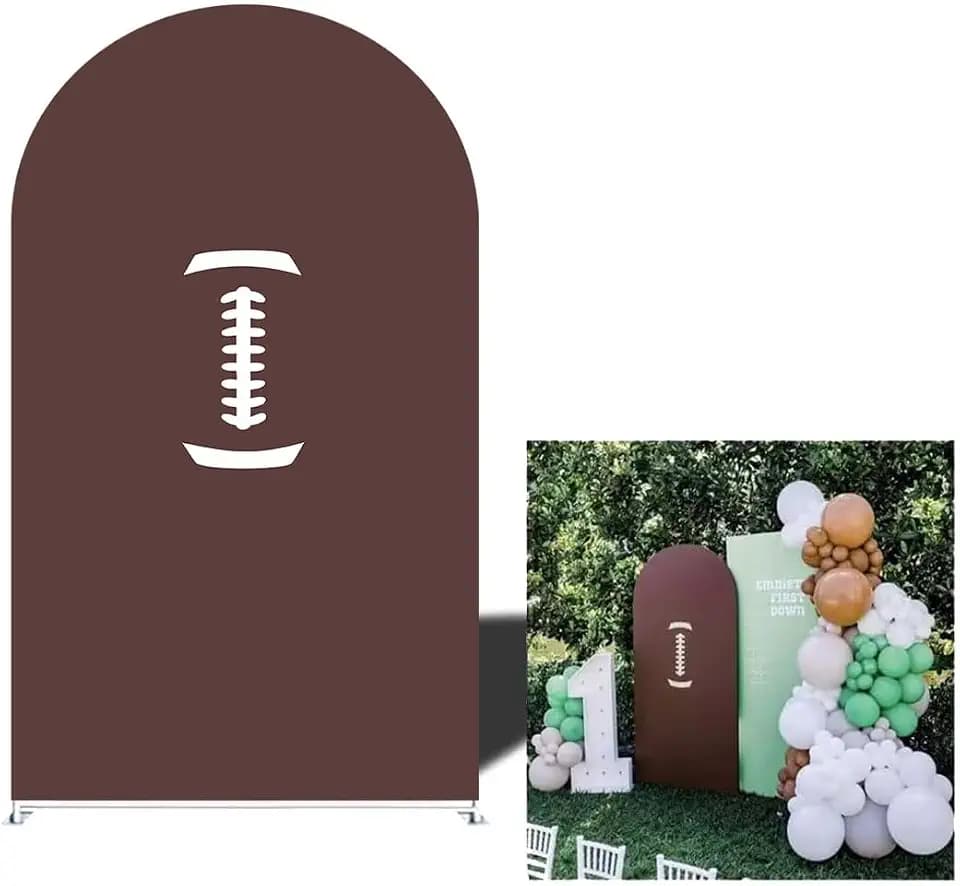 NIVIUS PHOTO American Football White and Black Stripes Arch Backdrop Cover for Boy Birthday Baby Shower Sport Party First Year Down Rugby Theme Decor,Elastic Spandex (3.3X6.5ft,GX2825)
