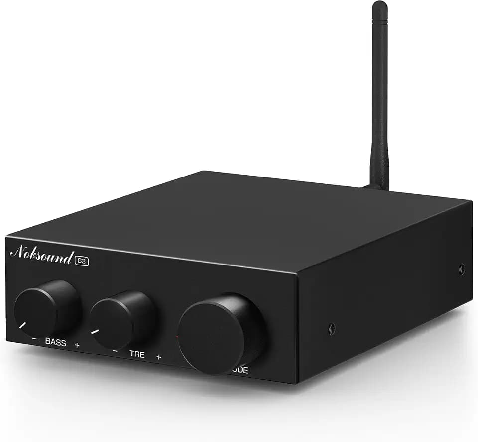 Nobsound Bluetooth 5.0 Stereo Verstärker: Mini Audio 2.0 Kanal Integrierter Verstärker mit Bass-Höhen-Regler, für Lautsprecher zu Hause 50W x2 TPA3116