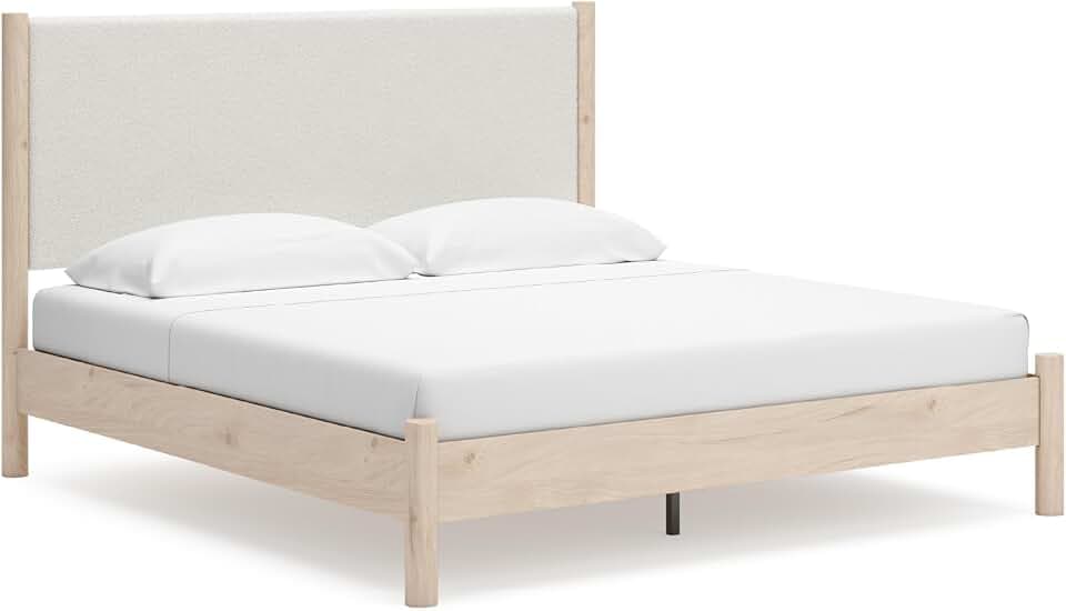 Signature Design by Ashley Cadmori King Upholstered Panel Bed, Two-Tone