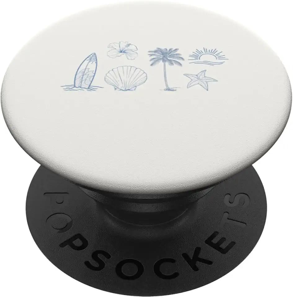 Coastal Grandma Beachy Blue Surf Palm Trees Aesthetic PopSockets Adhesive PopGrip