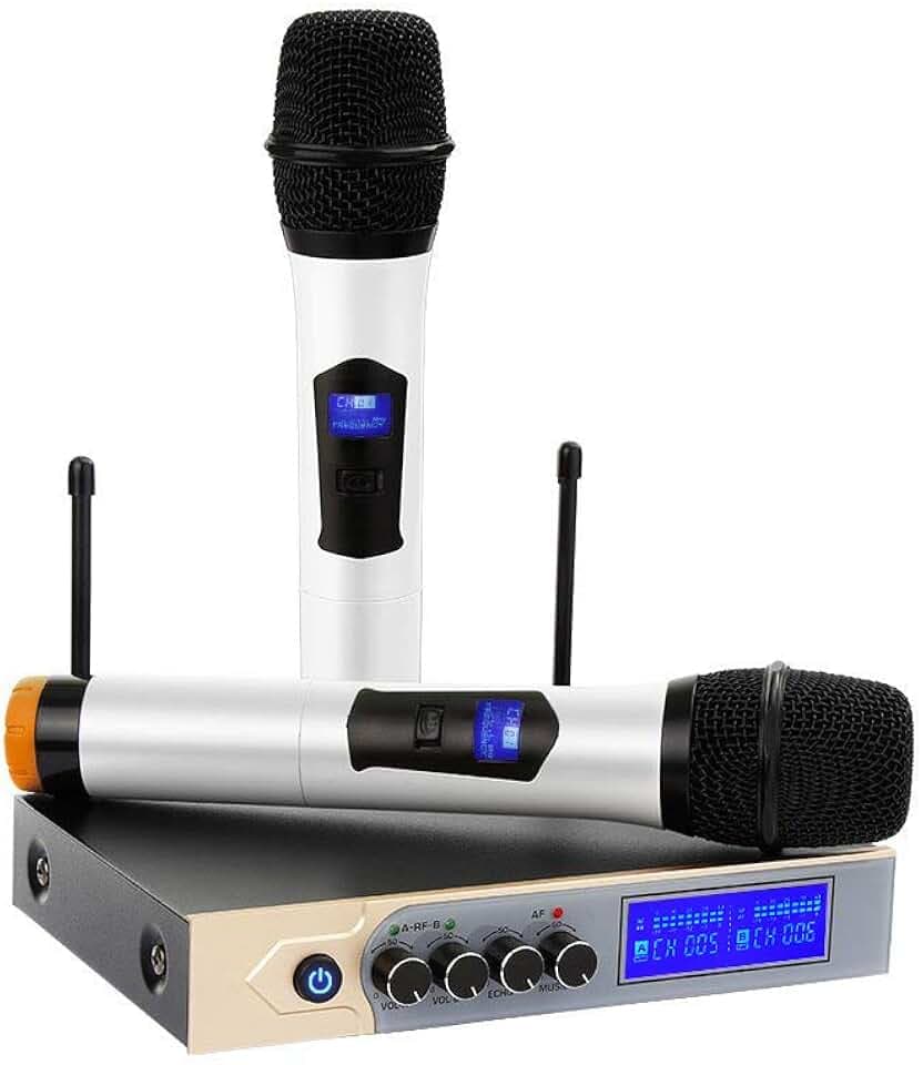 Wireless Microphone ARCHEER Karaoke UHF Bluetooth Dual Channel Microphone System with LCD Display, Handheld Microphone with Karaoke Mixer for Home Party, Karaoke, Meeting, Outdoor Wedding