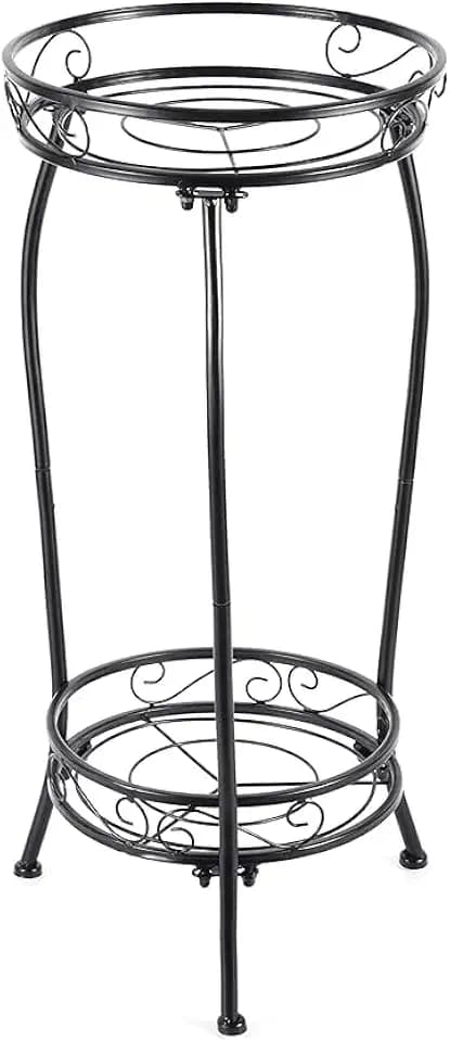 Kavlium Plant Stand Indoor Outdoor, Tall Black Metal, 2 Tier 27.1 Inch