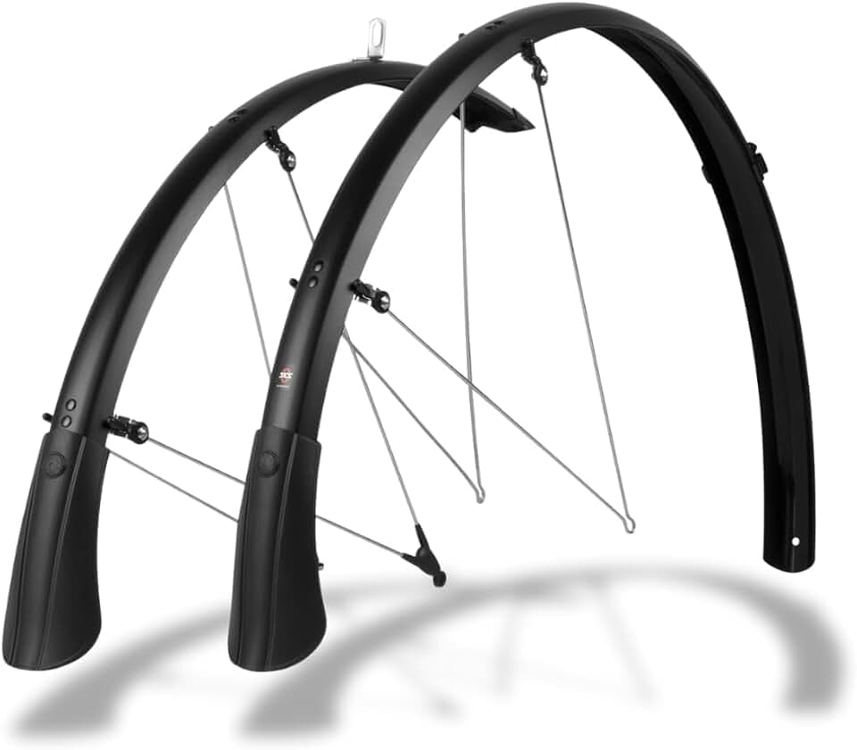 SKS GERMANY BLUEMELS MATT 28" BLACK Schutzblech-Set, Fahrradzubehör aus robuster Sandwichkonstruktion (biegesteif und korrosionsgeschützt, reifennahe Montage, mit ASR-Sicherheitssystem), Schwarz