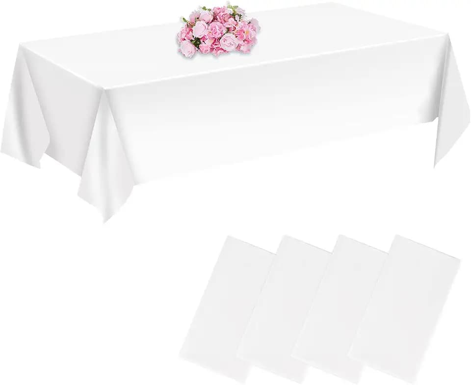 CHEPULA Einweg Tischdecke Weiß, [4 Stück] Wasserdicht Geburtstag Tischdecken, Rechteckig Tischtuch Geeignet für Hochzeit, Party, Kindergeburtstag, Weihnachten, 137 x 274 cm, Weiss