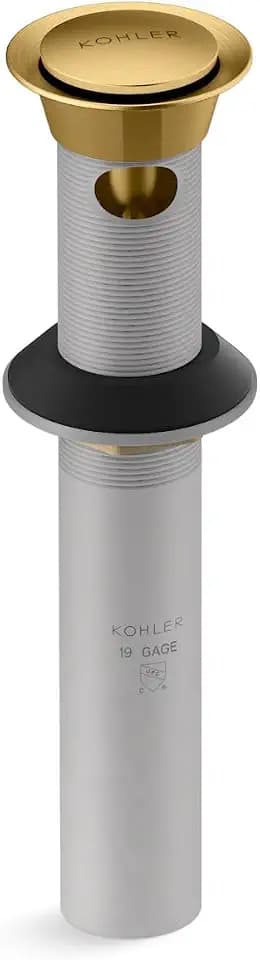 KOHLER K-25322-2MB Bathroom Sink Clicker Drain with Tailpiece & Overflow, Premium Durable Metal, Corrosion Resistant, Vibrant Brushed Moderne Brass