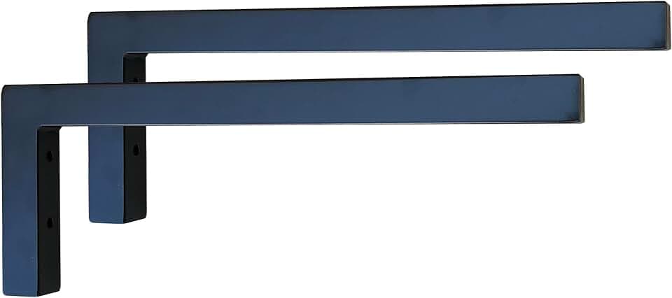 Waschtischkonsole Wandkonsole Stahl schwarz L-Form 2 Stück (450x150mm)
