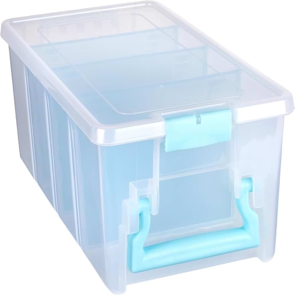 ArtBin Semi Satchel Craft Organizer with 3 Dividers, Aqua Accents