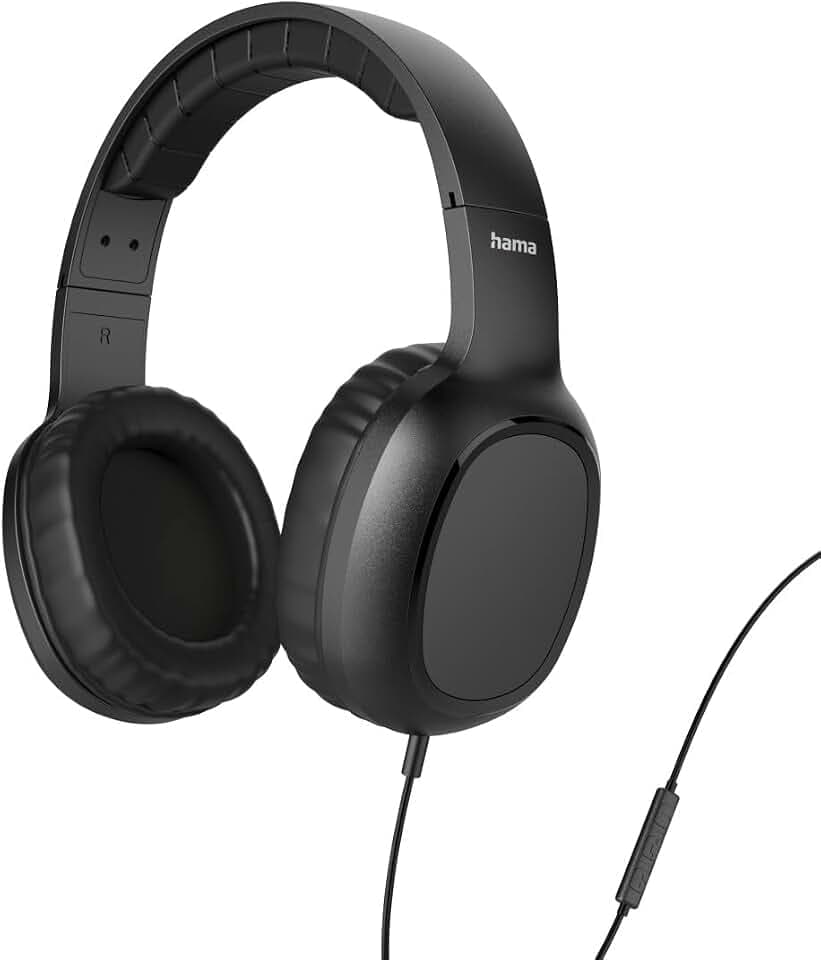 Hama Kopfhörer mit Kabel Fun II, On Ear (3,5mm Klinke, Headset mit Mikrofon, einstellbares Kopfband, weich, Sprachsteuerung, Multi Control, ideal für Schule, Freizeit, Home Office, Uni) schwarz