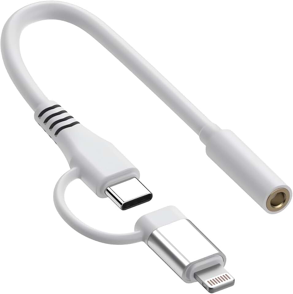 [Apple MFi Zertifiziert] Lightning auf 3,5 mm Kopfhörerbuchse Adapter, iPhone Kopfhörer Aux Audio Dongle + USB Typ C auf 3,5 mm Klinke Buchse Adapter für iPhone 16 15 14 13 Pro Max 12 11 XS XR 8 Kein
