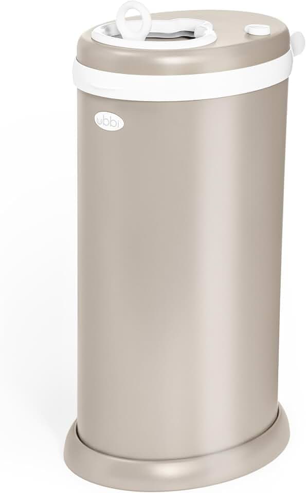Ubbi Stainless Steel Diaper Pail, No Special Bags, Odor-Locking, Taupe