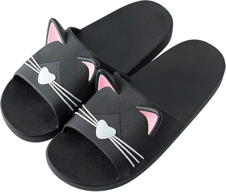 AioTio Katzen Schlappen Pantoffel Damen Bequem Rutschfeste Badelatschen Mädchen Weich Slipper
