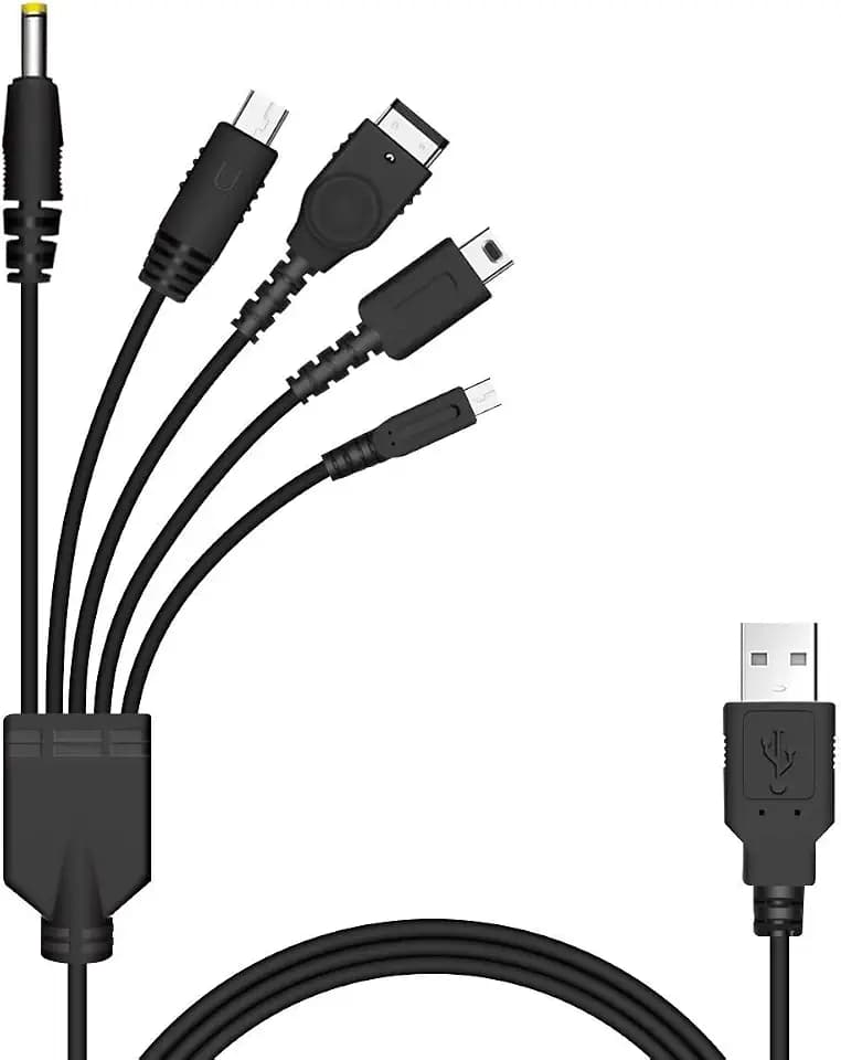 Xahpower 5 in 1 USB Charger Cable for Nintendo NDS/Wii U/New 3DS, 3DS, 2DS, DSi, NDS/GBA SP, PSP 1000-3000