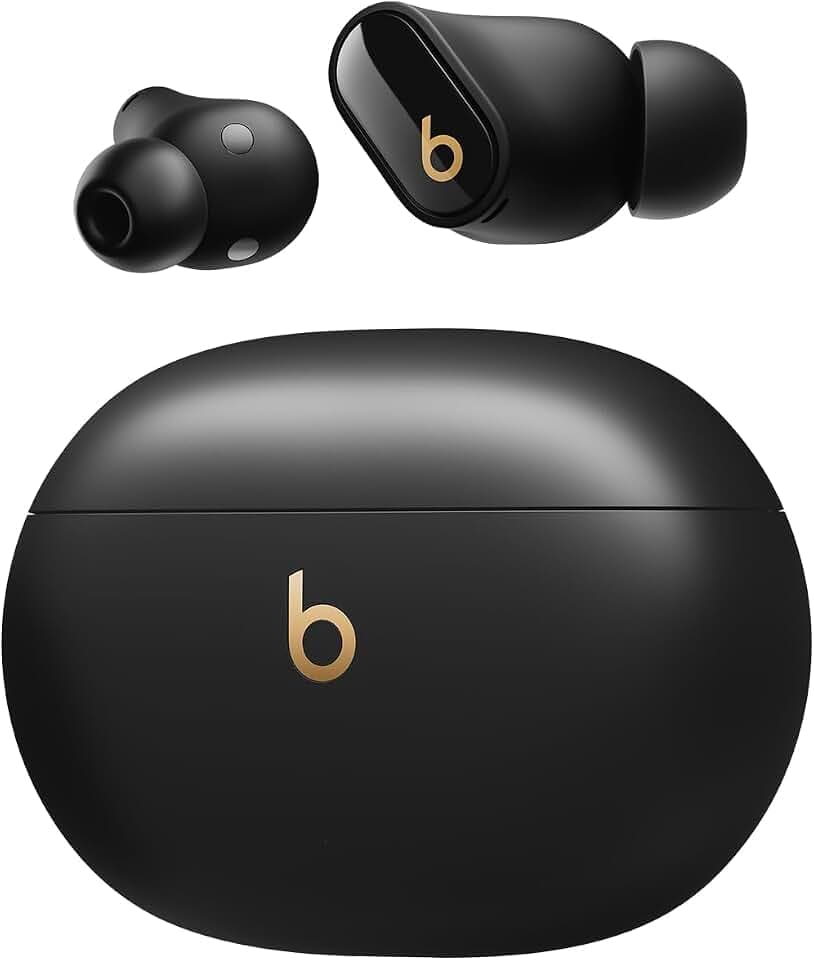 Beats Studio Buds + | Komplett kabellose Noise Cancelling In-Ear Kopfhörer, verbesserte Apple & Android Kompatibilität, eingebautes Mikrofon, Schweiß-beständige Bluetooth - Schwarz/Gold