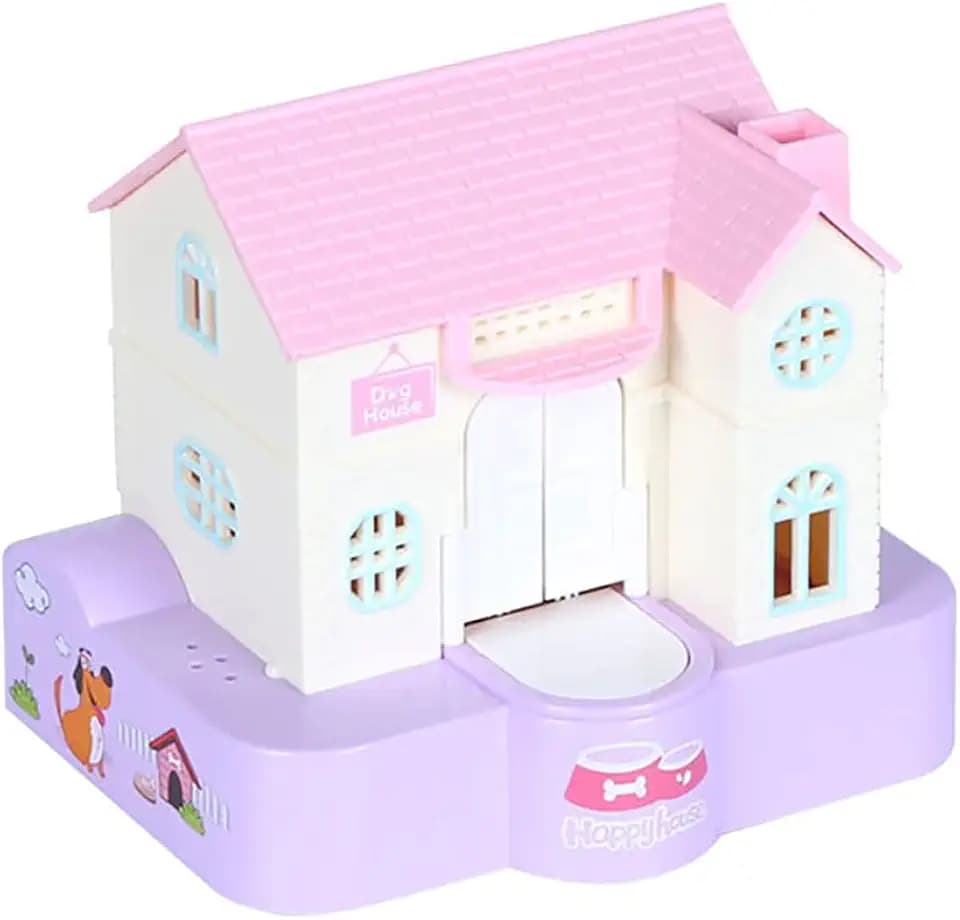 Doghouse Money Bank, Funny Electric Automatic Stealing Coin Bank Piggy Bank Toy Doggy Saving Box for Kids with Sound and Light Effects (Pink 1)