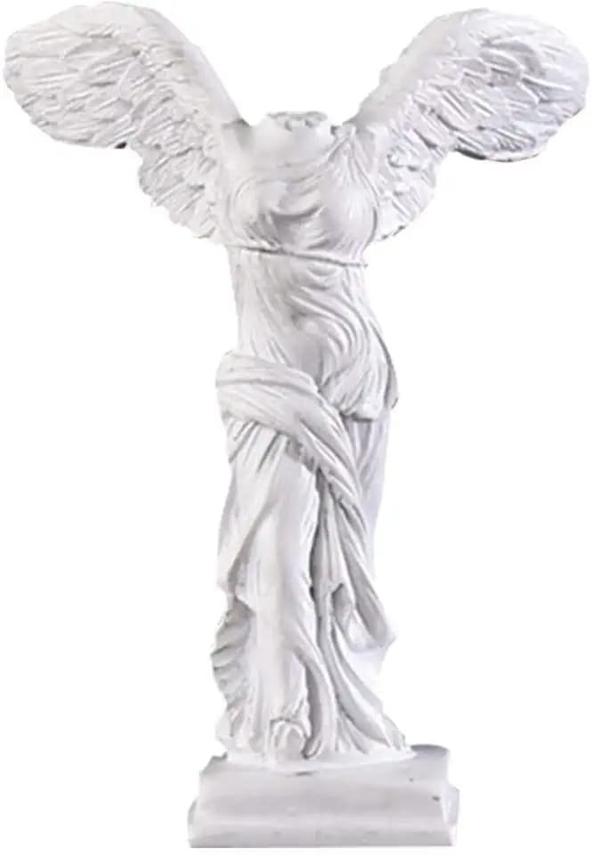 POHOVE Statue der Geflügelten Siegesgöttin von Samothrake Göttin Nike und Römische Skulptur Göttin Victoria Figur Antike Ruine Kunstwerk Harz Ornament für Zuhause Wohnzimmer Dekoration