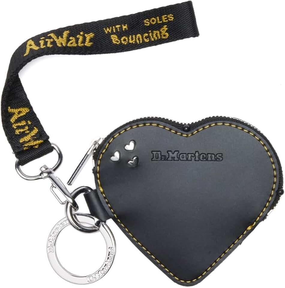 Dr. Martens Micro Handtasche Heart Black Kiev 11x10 cm Leder schwarz mit Schlüsselanhänger