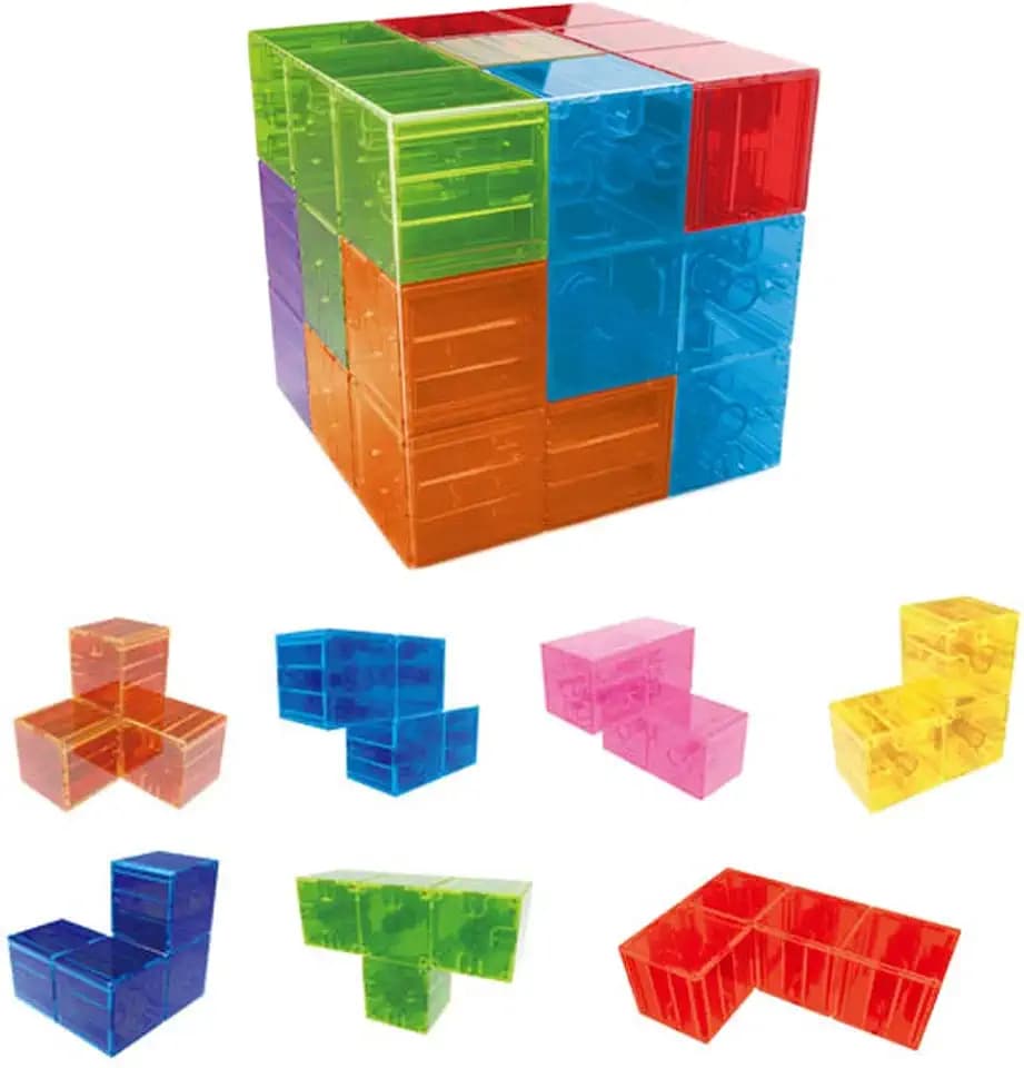 Magnetische Steine für Kinder, Magnetische Bausteine Würfel Set, Magnetic Magic Cube+54 Stück Musterkarte, Magnetic Cubes Lernpuzzles Kinder Gehirn Training Spiel Stressabbau