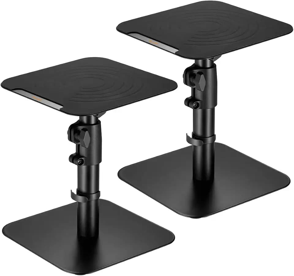mywall Tischhalterung HS31L Universelle Lautsprecher Tischhalterung, Neigbar +/-15° mit Einer Belastung bis zu 15 kg, schwarz, 2 Ständer für Lautsprecherboxen