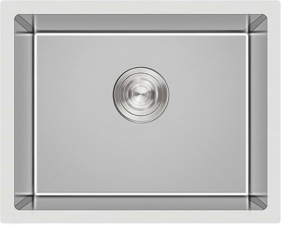 24 Inch Undermount Kitchen Sink, 18 Gauge 304 Stainless Steel