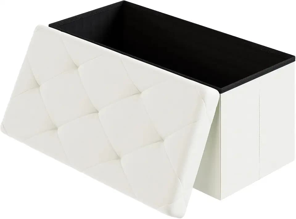 DUMOS 30 Inch Folding Ottoman with Storage Bench, Foot Rest Stool Ottoman
