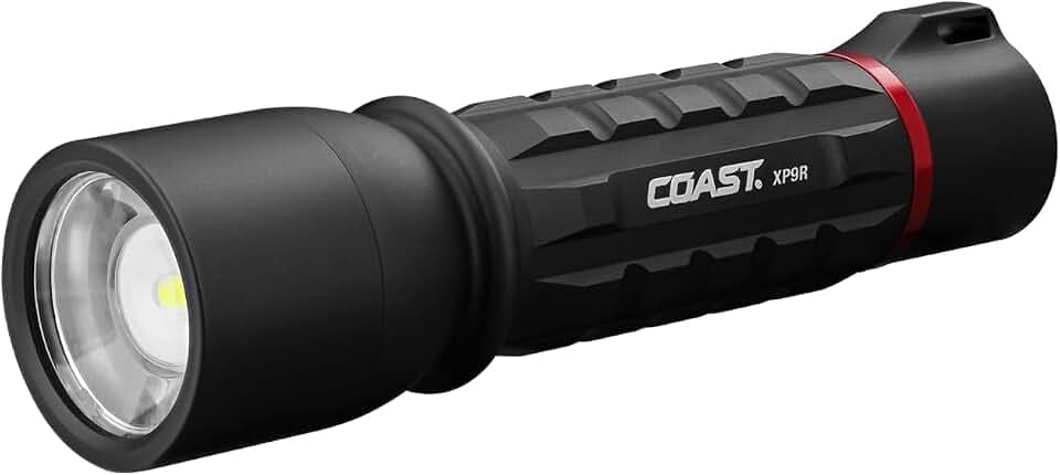Coast XP9R 1000 Lumen Wiederaufladbare Dual Power LED Taschenlampe in Aluminium, Schwarz