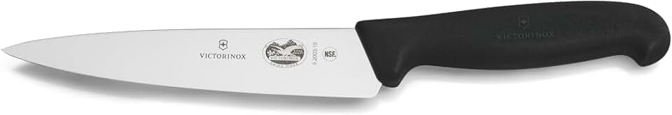 Victorinox Fibrox Kochmesser, Breites Universalmesser für Obst und Gemüse, 15 cm, Gerade Klinge, Scharf, HACCP geeignet, Rutschfest, Schwarz