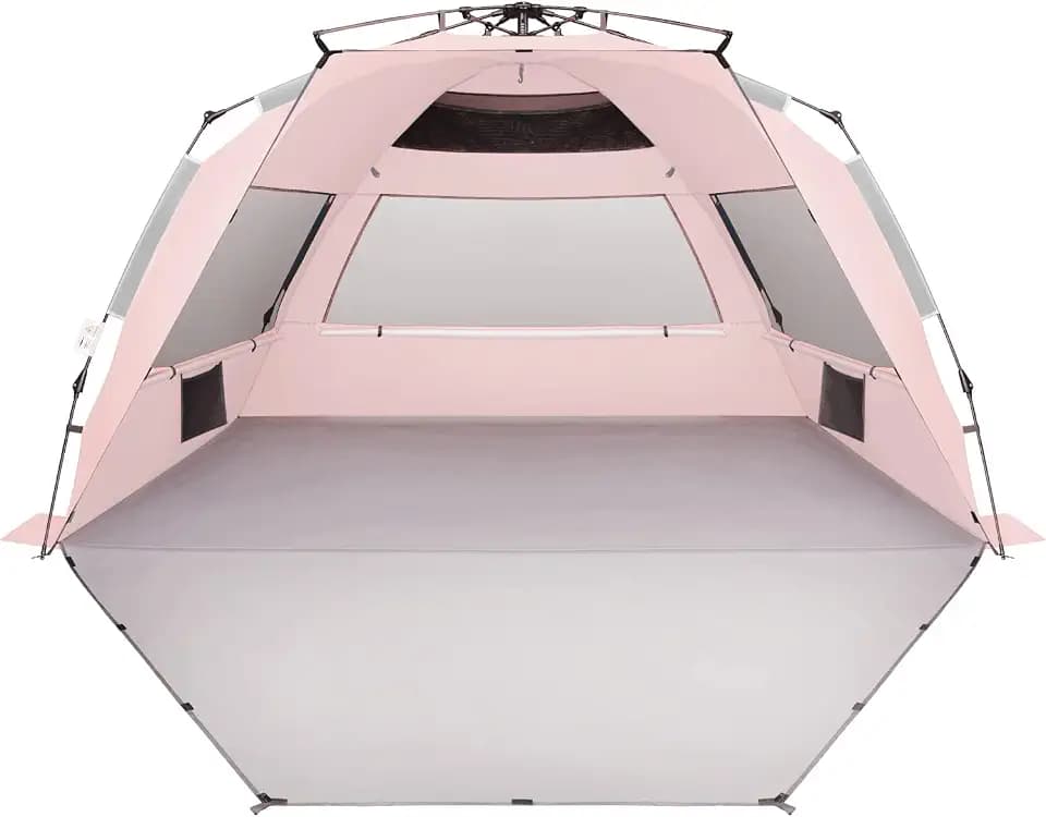 Oileus XX-Large 5-6 Person UV Pop-Up Beach Tent, Pink