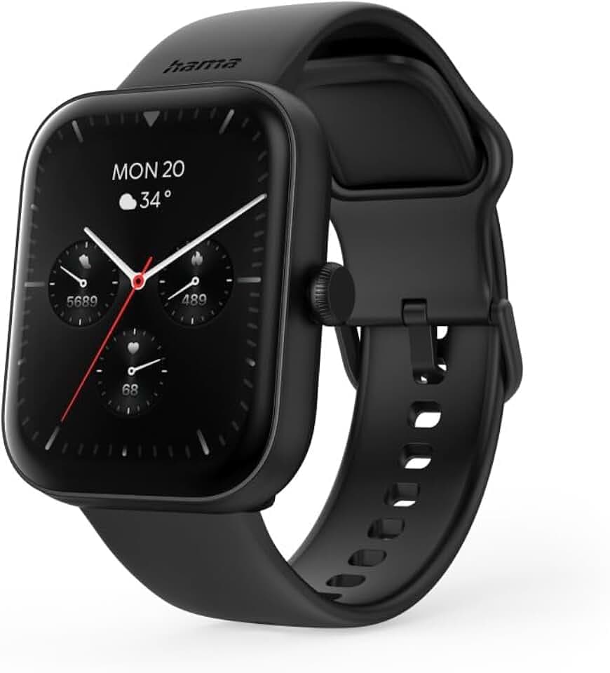 Hama Smartwatch, Farbdisplay 1,65“, Telefonfunktion, IP68, schwarz