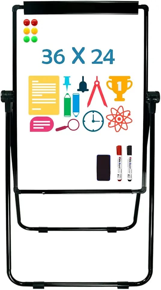 White Board Easel Office Portable Dry Erase Boards with Stand, Flipchart Easel Height Adjustable 36x24 inches, Perfect for Classroom, Preschool, Homeschool, Restaurant and Presentation (Black)