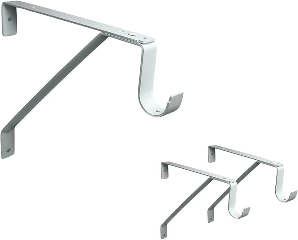 QCAA Heavy Duty Adjustable Shelf Rod Support Bracket for 3/4" Wall Cleat, Powder Coated White, 3 Pack, Made in Taiwan