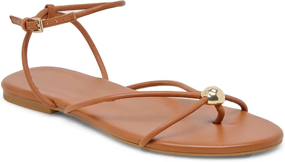 Strappy Flat Sandals for Women Comfortable Open Round Toe Sandals Dressy Beach Thong Flip Flop Slides
