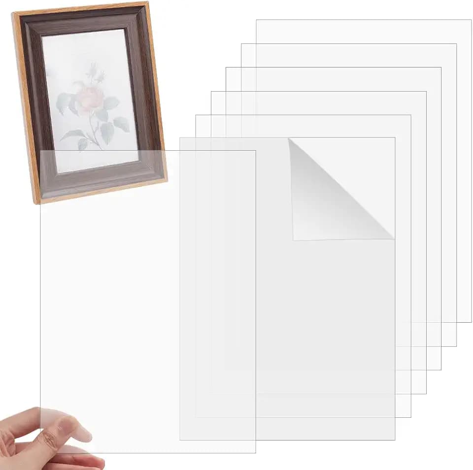 OLYCRAFT 6 Sheets 8.2x11.6 Inch Acrylic Sheets 0.6mm Picture Frame Replacement Transparent Acrylic Photo Frame Sheet Glass Clear Protective Sheets for Photo Frame Projects Display