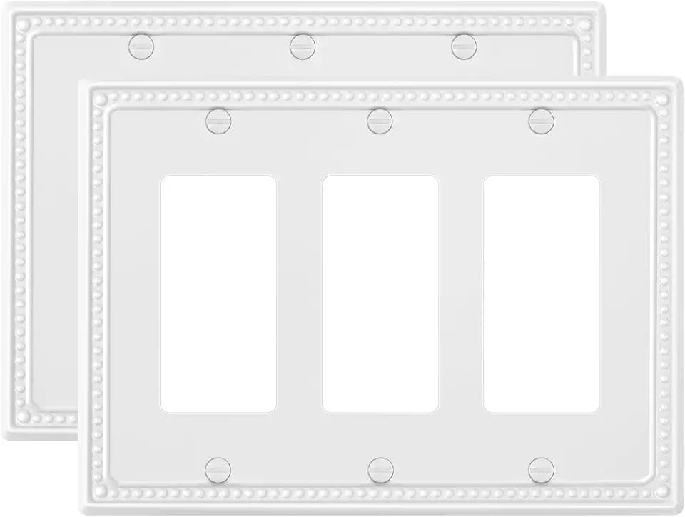2-Pack Triple Decorator Outlet Cover Plate, White