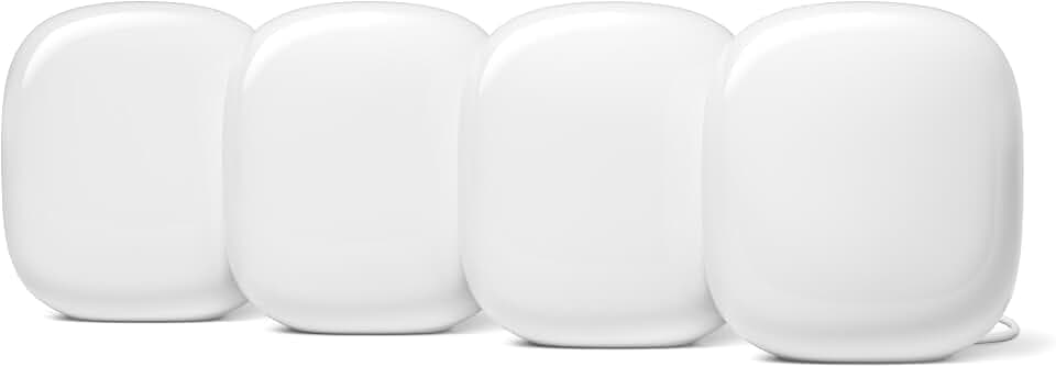 Google Nest WiFi Pro - Wi-Fi 6E - Reliable Home Wi-Fi System with Fast Speed and Whole Home Coverage - Mesh Wi-Fi Router - 4 Pack - Snow
