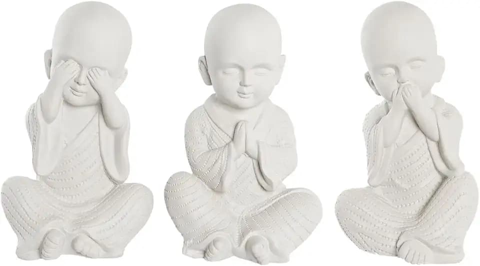 DKD Home Decor Dekofigur 24 x 22 x 39 cm Weiß Orientalischer Mönch (3 Stück)