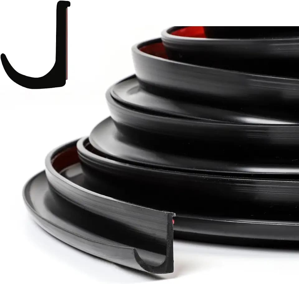 XmuxHai RV Rain Gutter Silicone Rubber J-Shape (Black 16FT)