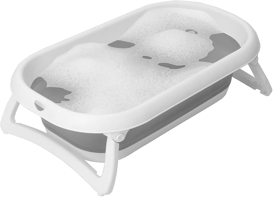 Rotho Babydesign Baby Badewanne faltbar Babybadewanne Reisebadewanne Grau