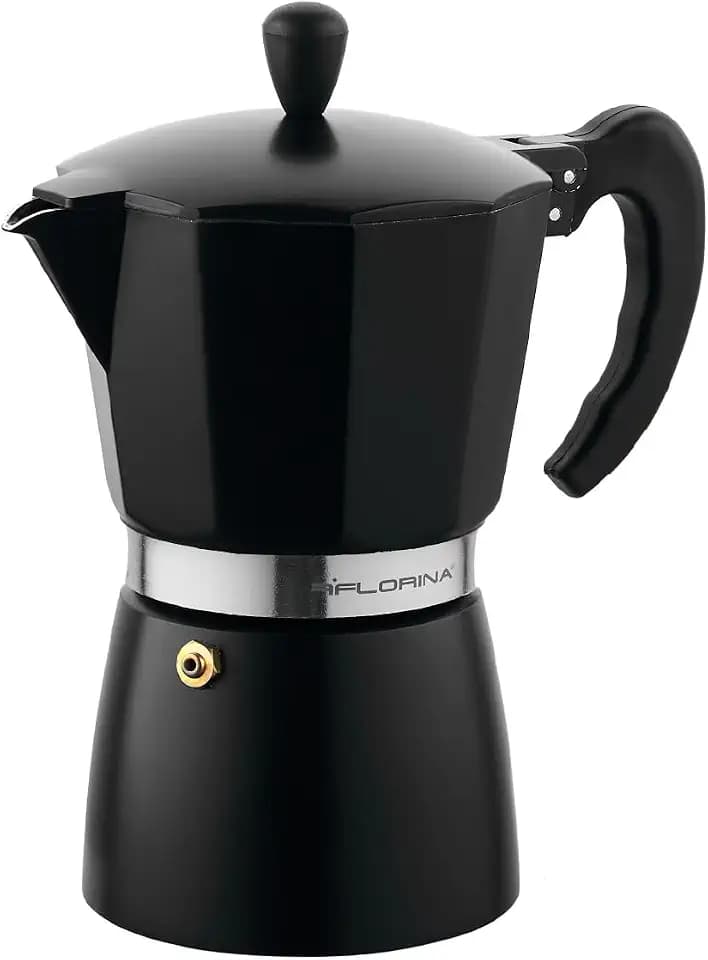 FLORINA Aluminium Espressokocher 6 Tassen (300 ml) I Herdplatten Espressomaschine MACCHIATO I Espresso Kaffeekanne zur Zubereitung von Italienischen Espresso I Geeignet für Keramikherd Elektroherd Gas