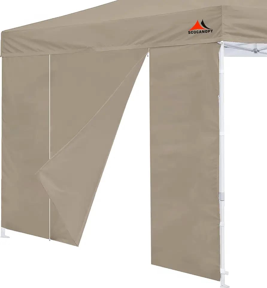 SCOCANOPY Door for 10x10 Canopy Frame Two Central Zipper Design for Easy Entry and Exit,1 Pack Sunwall Only,Khaki